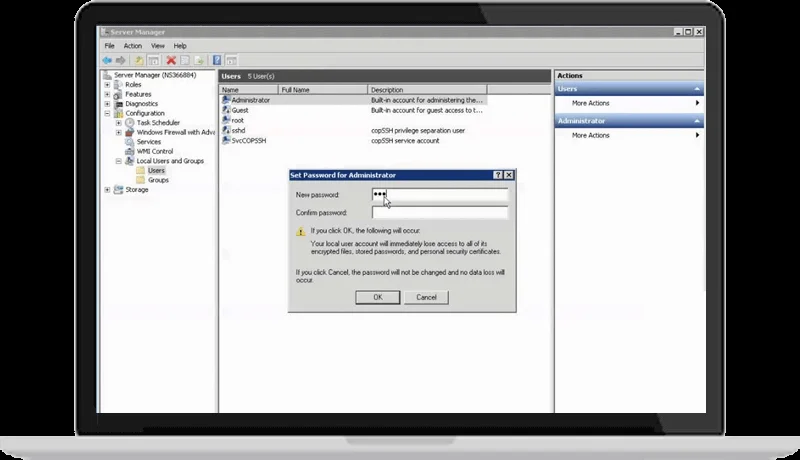 Change a Windows Server 2016 password